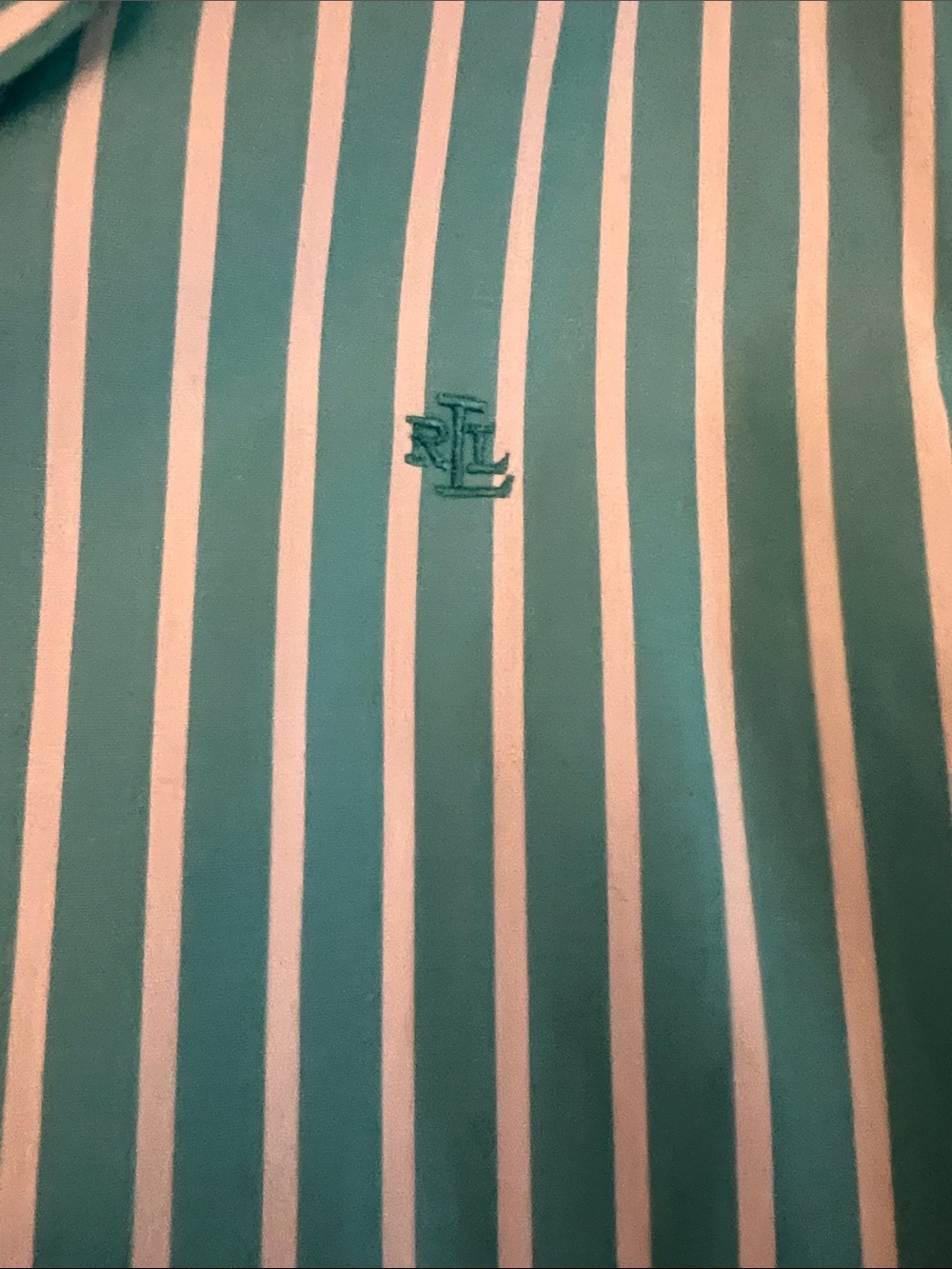 Ralph Lauren Teal and White Vertical Stripe Shirt - Picture 3 of 7